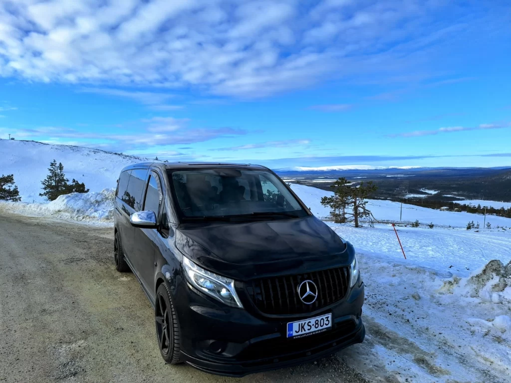 Lapland-Rides private transfer vehicle in snowy Finnish Lapland