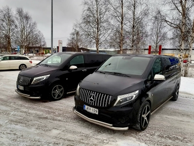 Mercedes-Benz passenger vans prepared for winter driving in Lapland
